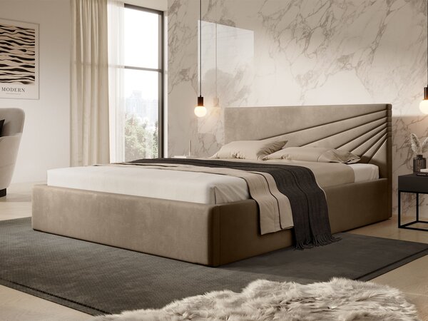 Čalúnená manželská posteľ s úložným priestorom Morenzo Slim 180x200 - orechová