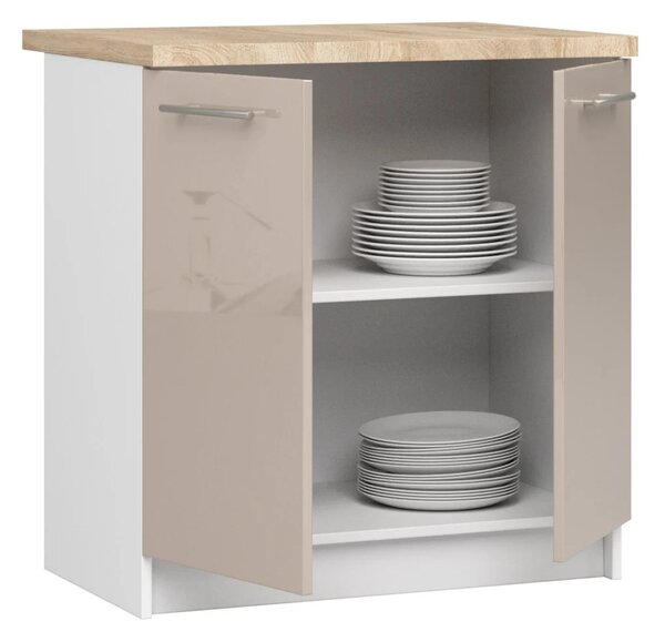 Dolná kuchynská skrinka 80 cm VERMINA - biela / cappuccino lesklá
