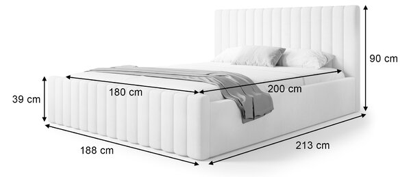 Čalúnená manželská posteľ s úložným priestorom Roso Slim 180x200 - piesková