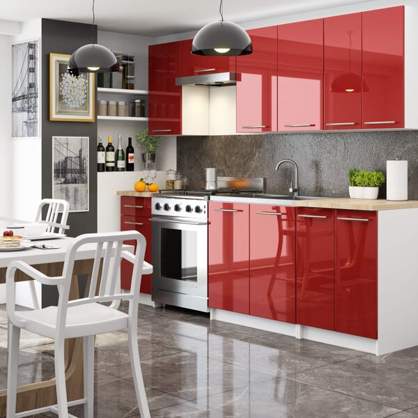 Horná kuchynská skrinka 40 cm VERMINA - biela / červená lesklá