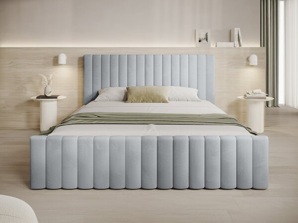 Čalúnená manželská posteľ s úložným priestorom Roso Slim 180x200 - oceľová modrá