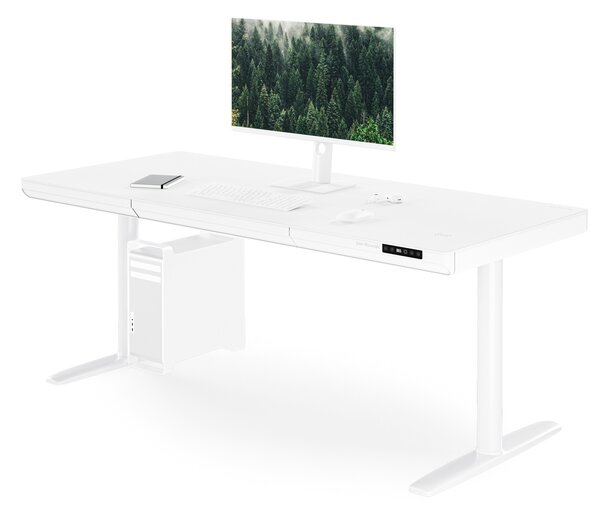 Elektrický písací stôl sit-stand so zásuvkou a bezdrôtovou nabíjačkou Qi biely, 1600 mm: ELLIS
