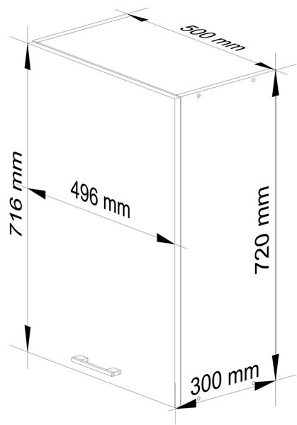 Horná kuchynská skrinka 50 cm VERMINA - biela / tmavo šedá lesklá