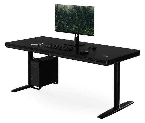 Elektrický písací stôl sit-stand so zásuvkou a bezdrôtovou nabíjačkou Qi čierny, 1600 mm: ELLIS