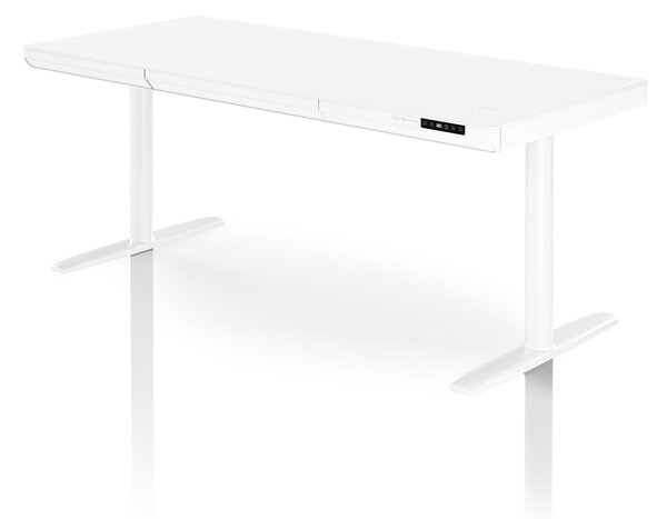 Elektrický písací stôl sit-stand so zásuvkou a bezdrôtovou nabíjačkou Qi biely, 1600 mm: ELLIS