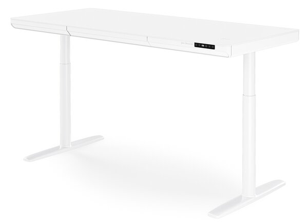 Elektrický písací stôl sit-stand so zásuvkou a bezdrôtovou nabíjačkou Qi biely, 1600 mm: ELLIS