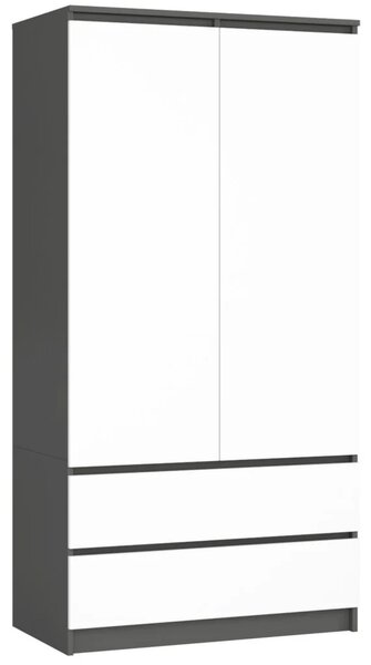 Šatníková skriňa so šuplíkmi 90 cm LOTA - šedá / biela
