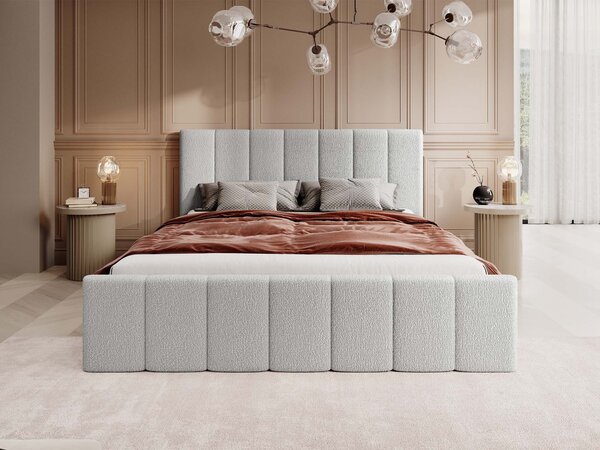 Manželská čalúnená posteľ s úložným priestorom Flavio Slim 160x200 - svetlosivá