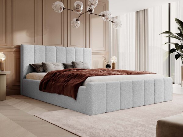 Manželská čalúnená posteľ s úložným priestorom Flavio Slim 160x200 - svetlosivá