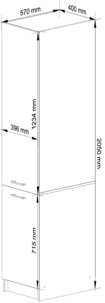 Vysoká kuchynská skriňa 40 cm VERMINA - biela