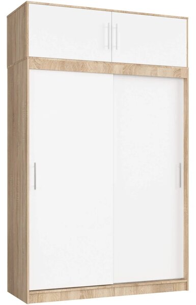 Priestranná šatníková skriňa 150 cm VALESTRA s nástavcom - dub sonoma / biela