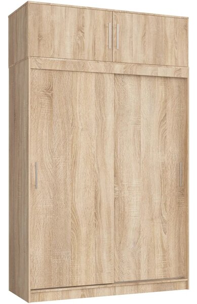 Priestranná šatníková skriňa 150 cm VALESTRA s nástavcom - dub sonoma