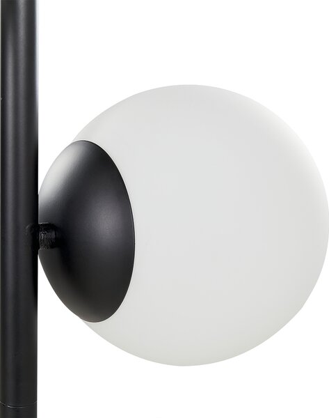 Stojaca lampa čierna oceľ sklo práškové lakovanie 153 cm 3 svetlá sklenené tienidlá moderný retro štýl obývačka
