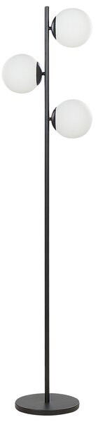 Stojaca lampa čierna oceľ sklo práškové lakovanie 153 cm 3 svetlá sklenené tienidlá moderný retro štýl obývačka