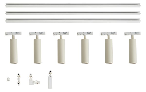 Moderný koľajnicový systém biely so 6 béžovými reflektormi 1-fázový - Slimline Uzzy
