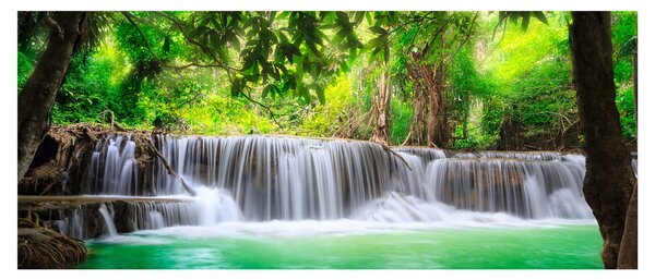 Obraz vodopádu v Kanchanaburi, Thajsko (120x50 cm)