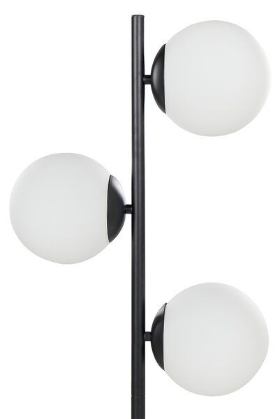 Stojaca lampa čierna oceľ sklo práškové lakovanie 153 cm 3 svetlá sklenené tienidlá moderný retro štýl obývačka