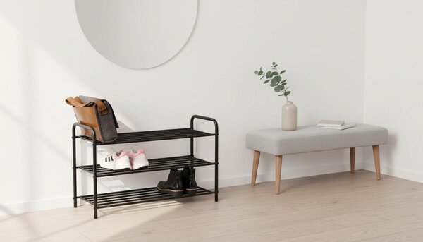 REGÁL NA TOPÁNKY, čierna, 80/51/30 cm Xora - Online Only drobný nábytok, Online Only