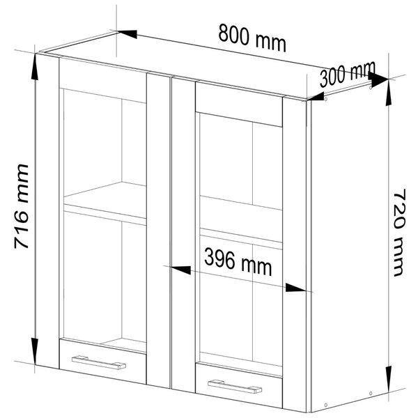 Horná presklená skrinka 80 cm VERMINA - biela