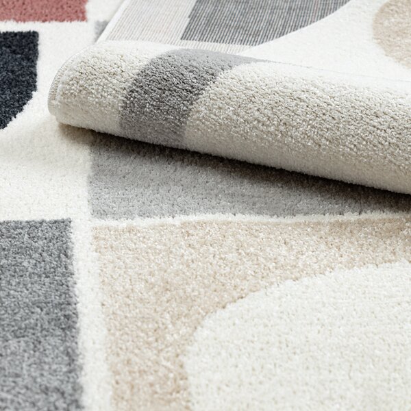 Dywany Łuszczów , Kusový koberec Fusion 0213 white/dark pink, 80x150, viacfarebná, kancelária
