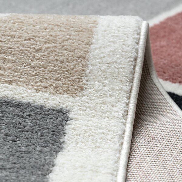 Dywany Łuszczów , Kusový koberec Fusion 0213 white/dark pink, 80x150, viacfarebná, kancelária