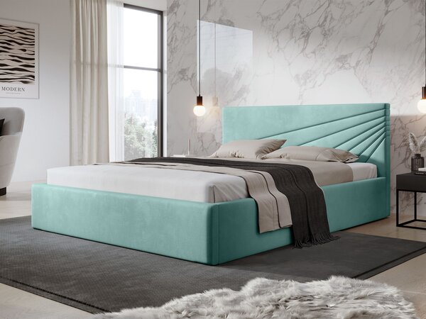 Čalúnená manželská posteľ s úložným priestorom Morenzo Slim 160x200 - mentolová