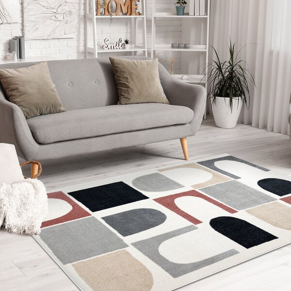 Dywany Łuszczów , Kusový koberec Fusion 0213 white/dark pink, 80x150, viacfarebná, kancelária
