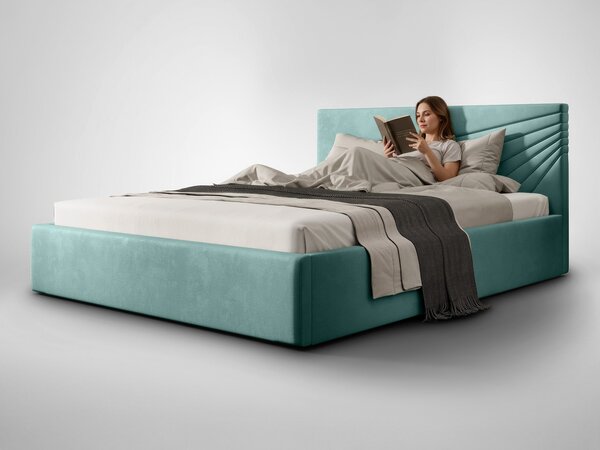 Čalúnená manželská posteľ s úložným priestorom Morenzo Slim 160x200 - mentolová