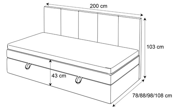 KARIN 70X200 ČALÚNENÁ JEDNOLÔŽKOVÁ POSTEĽ S ÚLOŽNÝM PRIESTOROM RÔZNÉ ČALÚNENIA