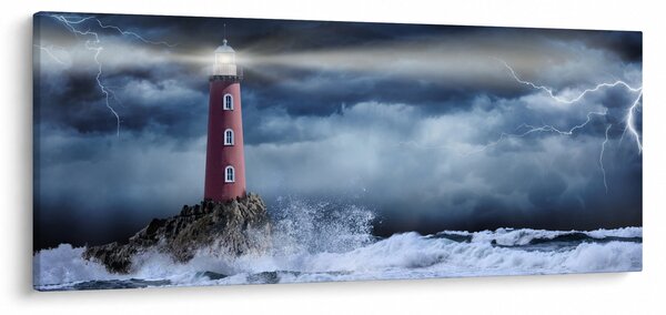 Obraz - Maják na útese (120x50 cm)