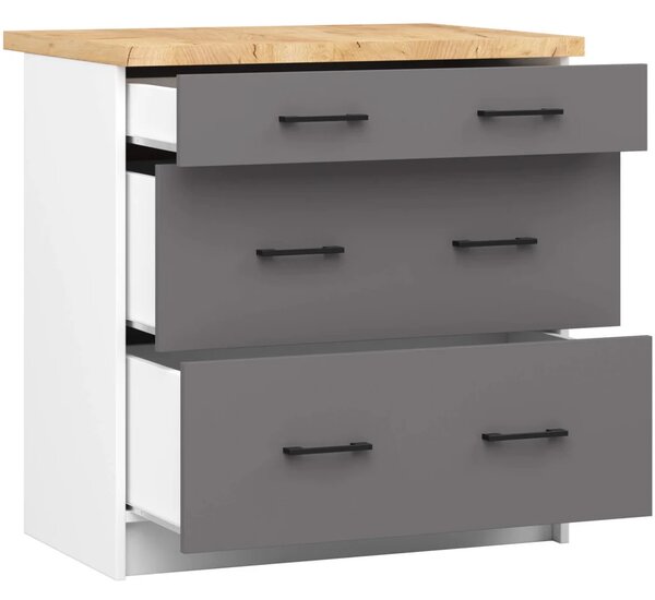 Kuchynská skrinka so šuplíkmi 80 cm VERMINA - biela / šedá