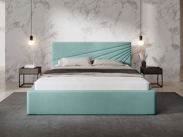 Čalúnená manželská posteľ s úložným priestorom Morenzo Slim 160x200 - mentolová