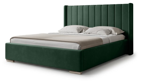 Čalúnená manželská posteľ s úložným priestorom Palmira 140x200 - tmavozelená