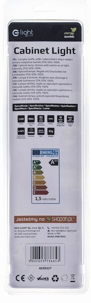 LED svietidlo, 1x LED 1,5w 4000k, w, vypínač