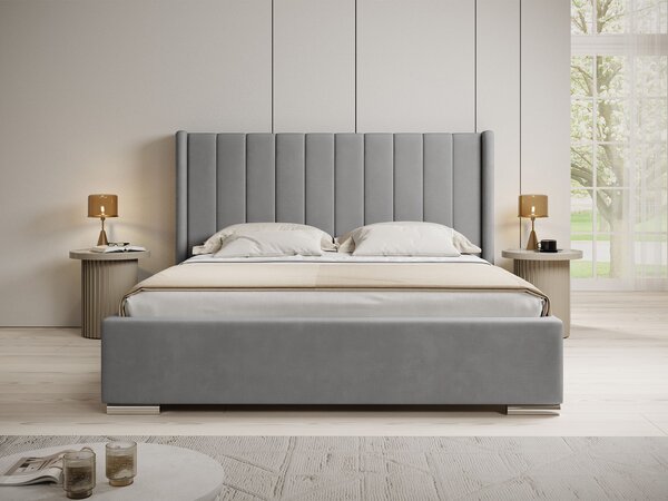 Čalúnená manželská posteľ s úložným priestorom Palmira 140x200 - sivá