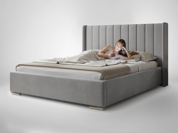 Čalúnená manželská posteľ s úložným priestorom Palmira 140x200 - sivá