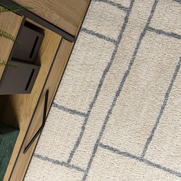 Dywany Łuszczów , Kusový koberec Fusion 0806 cream/l. grey, 80x150, biela, kancelária