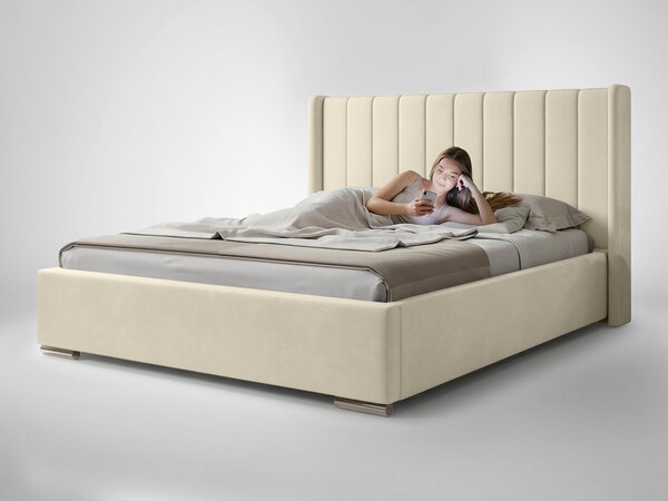 Čalúnená manželská posteľ s úložným priestorom Palmira 140x200 - smotanová