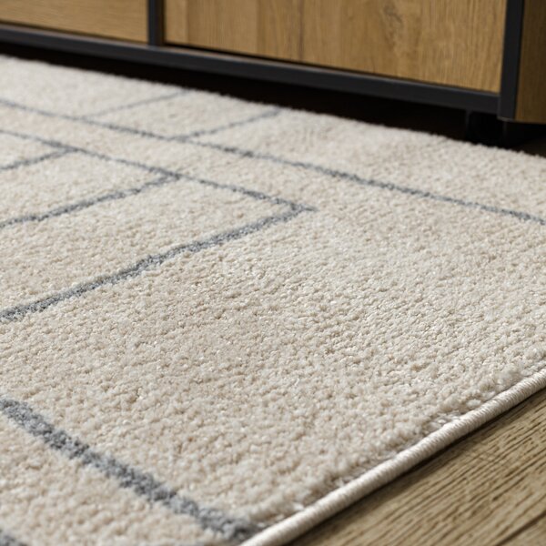 Dywany Łuszczów , Kusový koberec Fusion 0806 cream/l. grey, 80x150, biela, kancelária