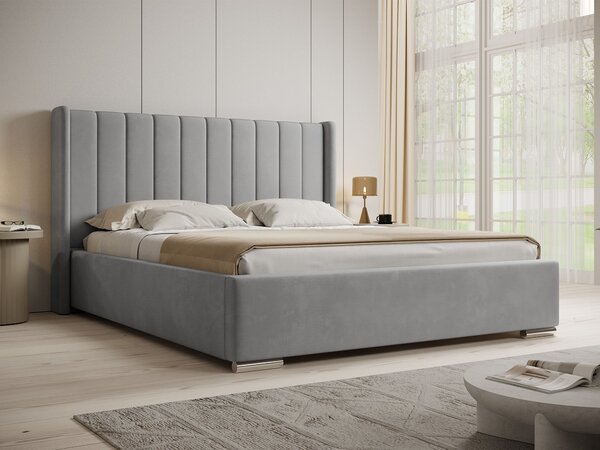 Čalúnená manželská posteľ s úložným priestorom Palmira 140x200 - sivá