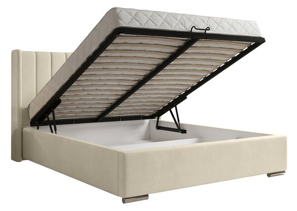 Čalúnená manželská posteľ s úložným priestorom Palmira 140x200 - smotanová