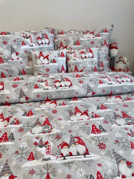 Zdravsi-spanok Posteľná obliečka Vianoční škriatkovia - červená 140x200/70x90cm