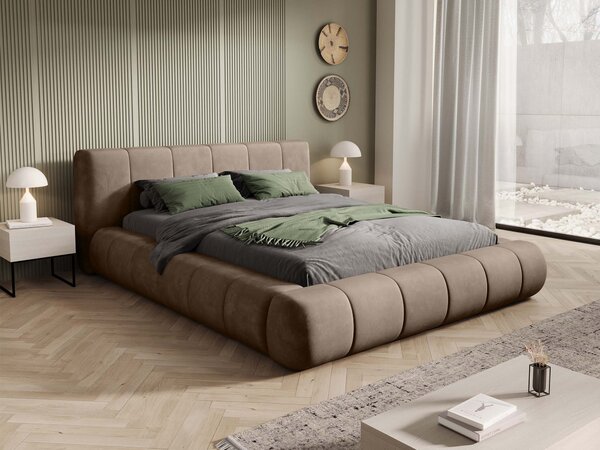Manželská čalúnená posteľ s úložným priestorom Viglo 180x200 - orechová