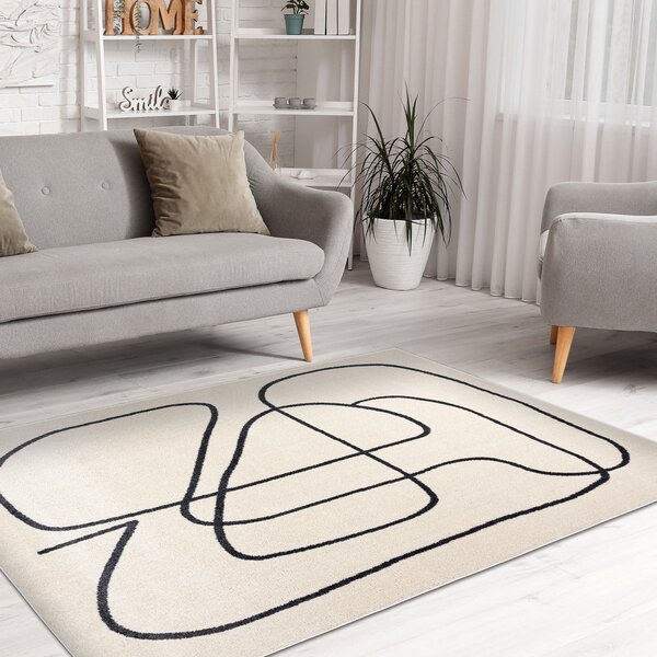 Dywany Łuszczów , Kusový koberec Fusion 8297 cream/dark grey, 80x150, biela, kancelária