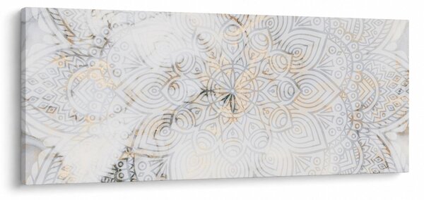 Obraz bielej mandaly (120x50 cm)