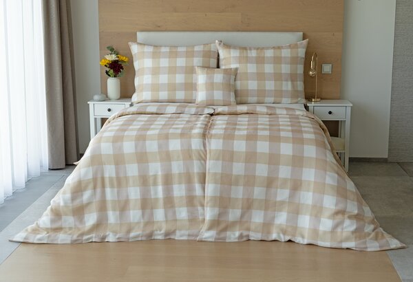 Obliečky Quadro Beige Linen 100% len 1x 140/200, 1x 70/90