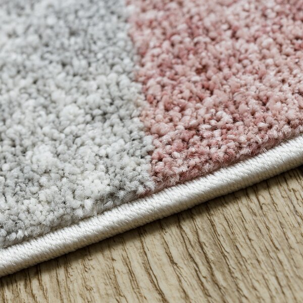 Dywany Łuszczów, Kusový koberec Fusion 5868 white/dark pink, 140x190, ružová, kancelária