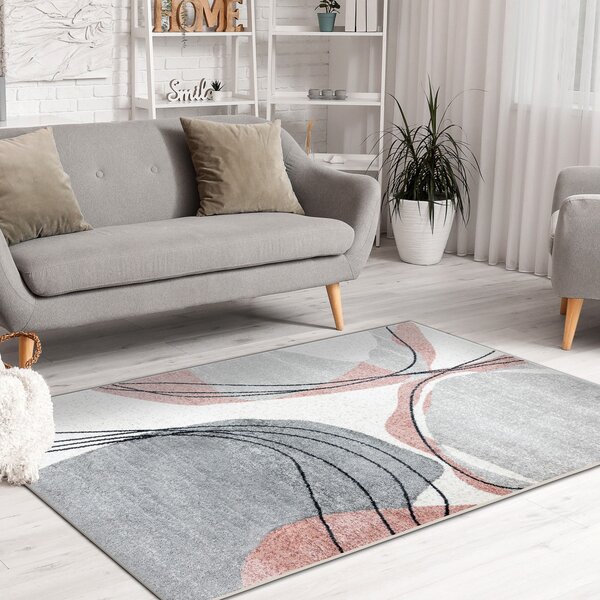 Dywany Łuszczów, Kusový koberec Fusion 5868 white/dark pink, 140x190, ružová, kancelária