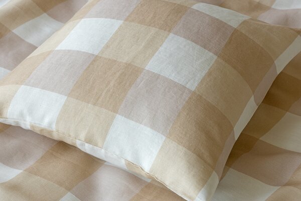 Obliečky Quadro Beige Linen 100% len 1x 140/200, 1x 70/90