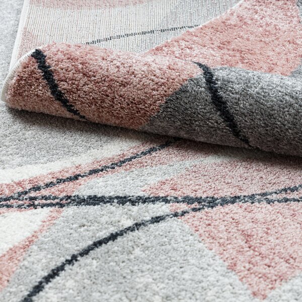 Dywany Łuszczów, Kusový koberec Fusion 5868 white/dark pink, 140x190, ružová, kancelária